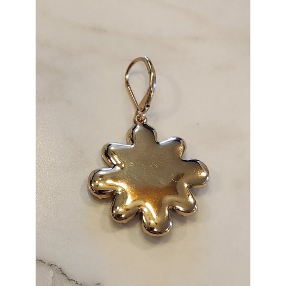 Chaps Gold-Tone Red Gemstone Flower Drop Earrings - Picture 5 of 5